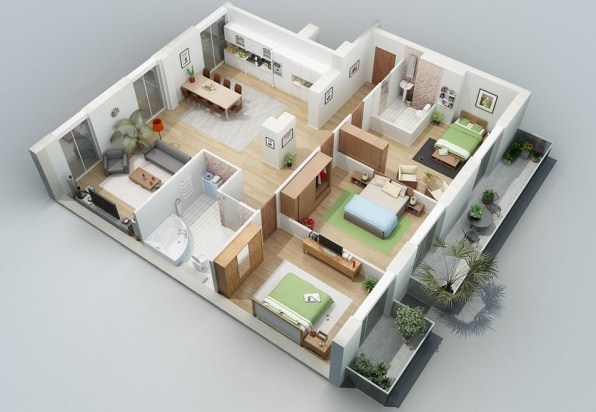 rumah minimalis 1 lantai 3 kamar tidur